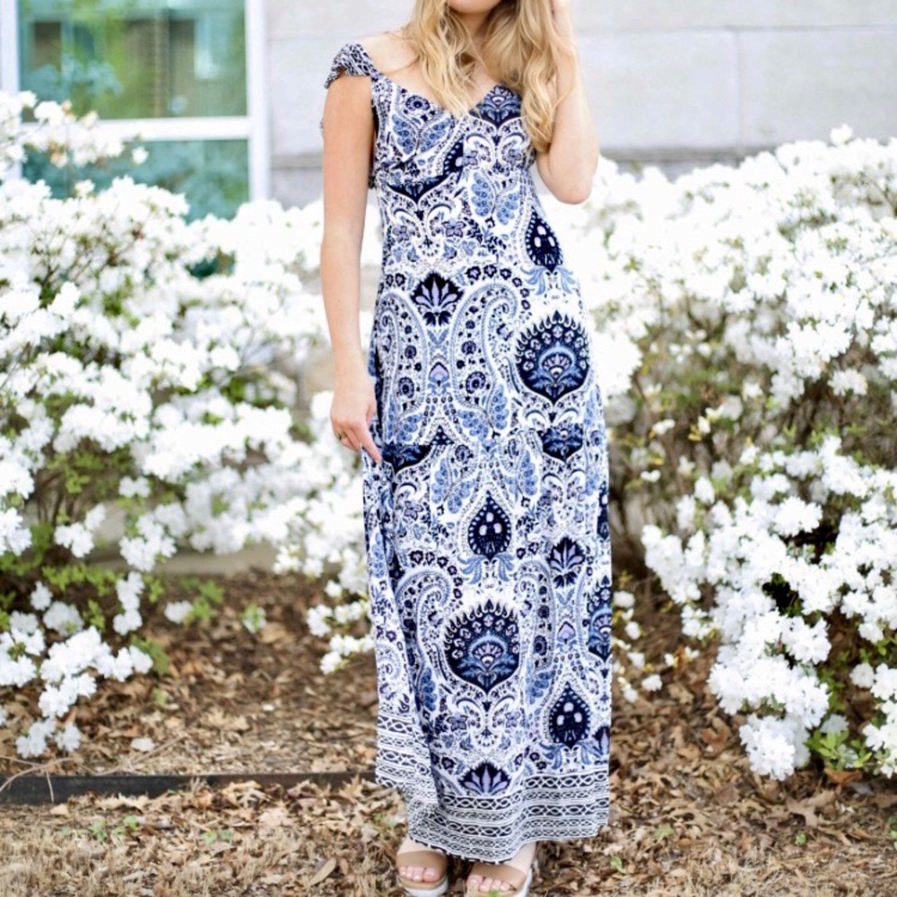 NWT Lucca Couture Floral Ruffle Sleeve Maxi